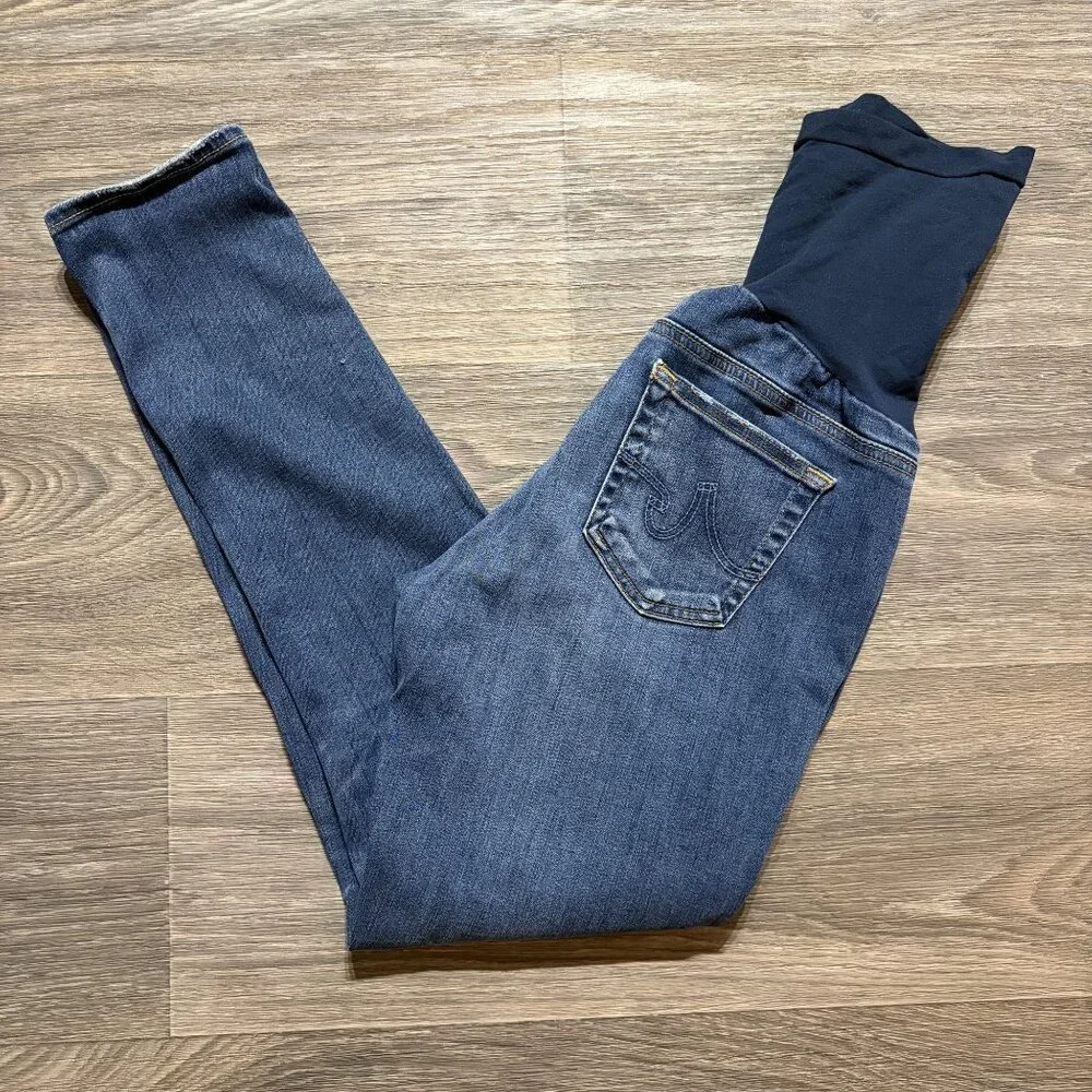 AG Adriano Goldschmied Maternity Skinny Jeans 29 Dark Wash Distressed Full Panel - Picture 3 of 10